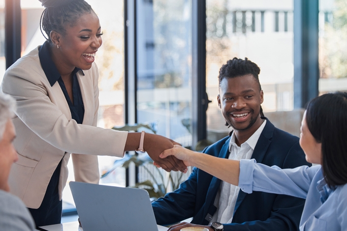 Handshake,,Acquisition,And,Business,People,Happy,For,Investment,Deal,,B2b